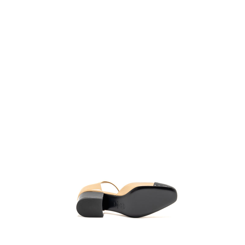 Chanel Size 36 25C Mary Janes Shiny Lambskin Beige/Black LGHW