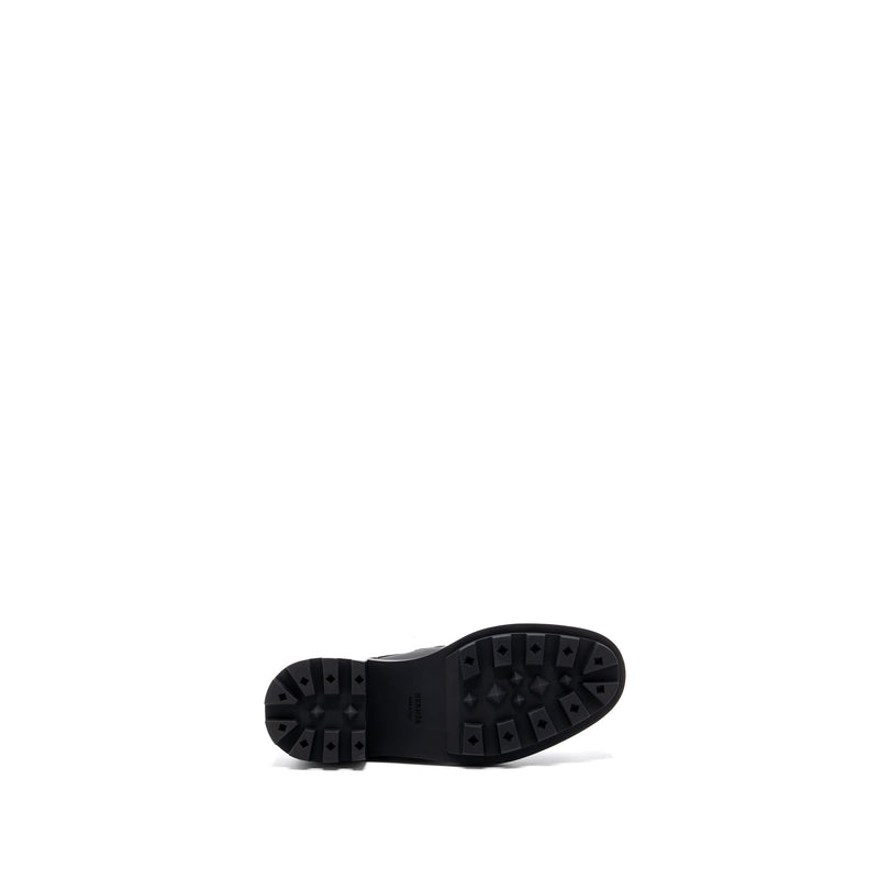Hermes size 37.5 Derby Oxford loafer calfskin black SHW