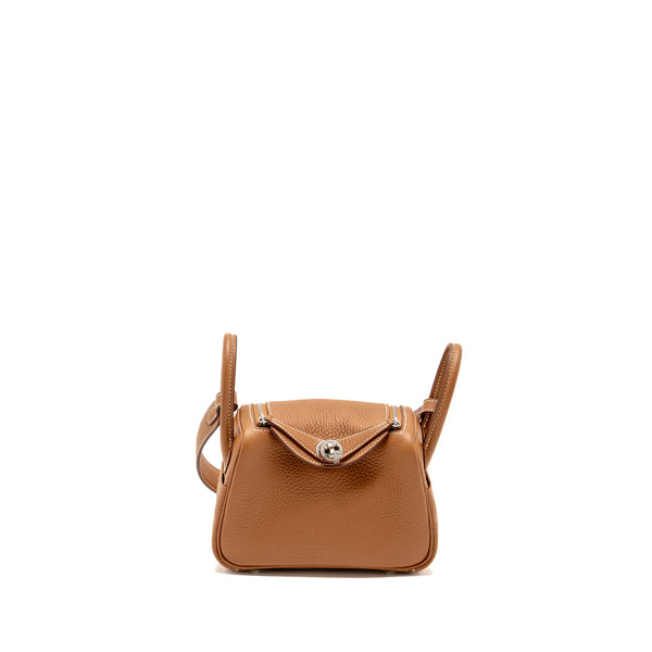 Hermes Mini Lindy II Clemence Gold SHW Stamp W
