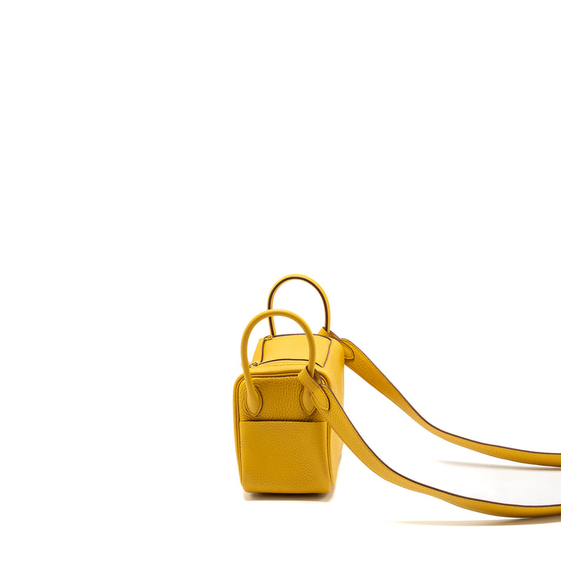 Hermes mini lindy clemence 9D Jaune amber GHW stamp D