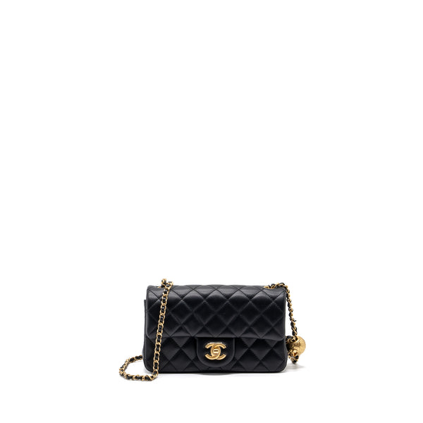 Chanel Pearl Crush Mini Rectangular Lambskin Black Brushed GHW(Microchip)