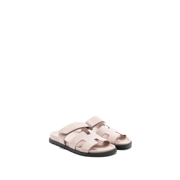 Hermes size 37 chypre sandals suede / Mauve pale