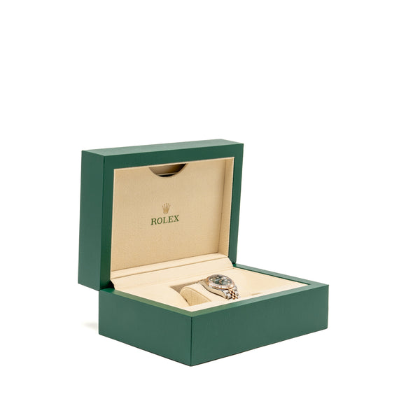 Rolex Lady datejust 28mm oystersteel / everose gold olive green diamonds set dial  model: 279171-0007