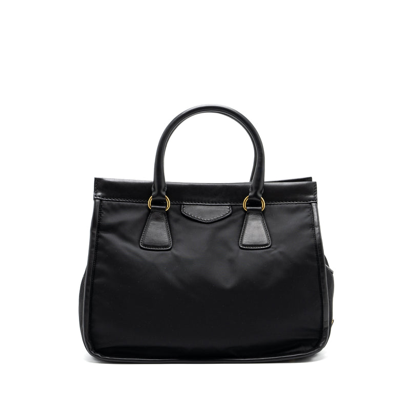 Prada tote bag nylon / leather black GHW