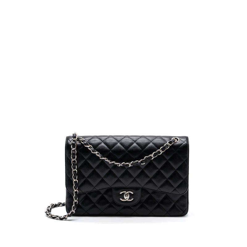 Classic Double Flap Jumbo Bag in Black Caviar with SHW