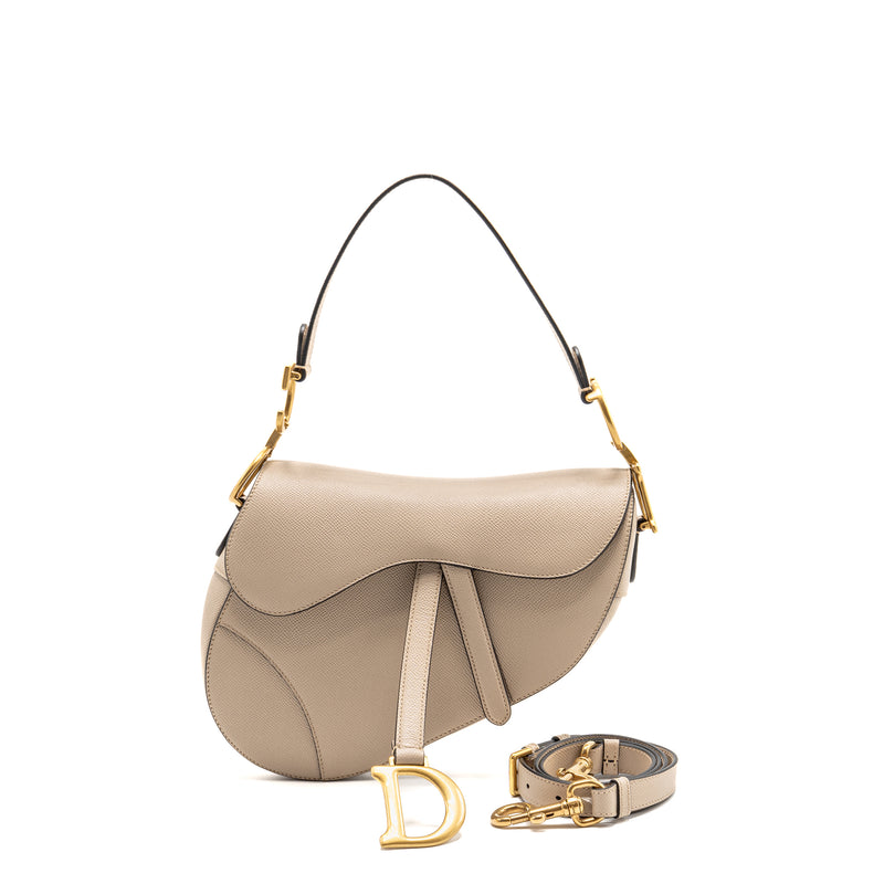 Dior Medium Saddle Bag Calfskin Beige GHW