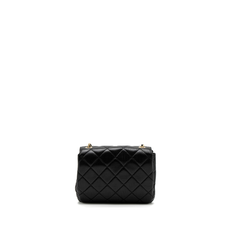 Chanel Quilted Square Flap Bag Goatskin Black Brushed GHW (Microchip)