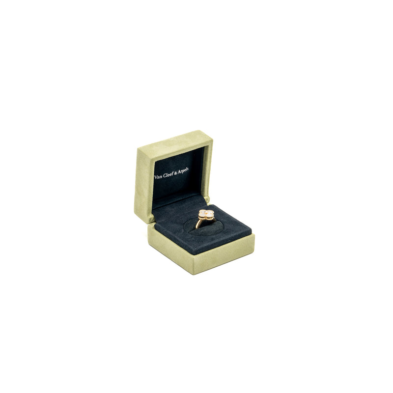 Van Cleef & Arpels Size 57 Vintage Alhambra Ring, 18K Yellow Gold/White mother of pearl/Diamond