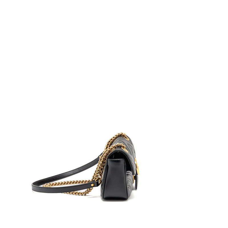 Gucci Small GG Marmont Shoulder Bag Calfskin Black GHW