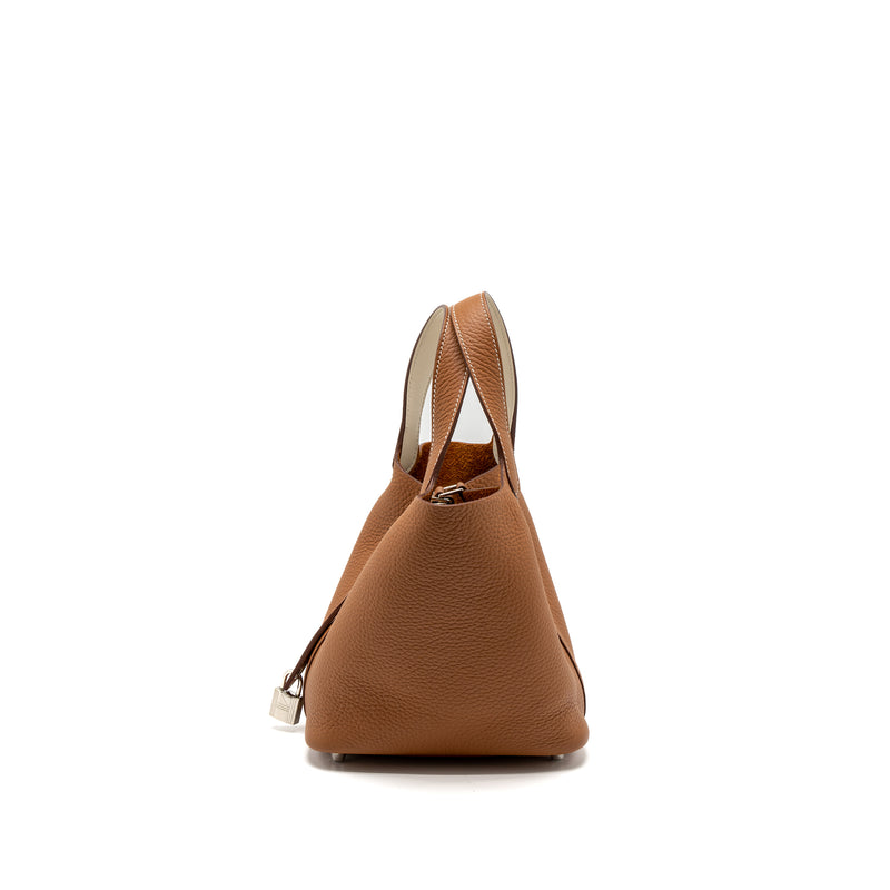 Hermes Picotin 18 Lock Bag Clemence Gold/Nata SHW Stamp Y
