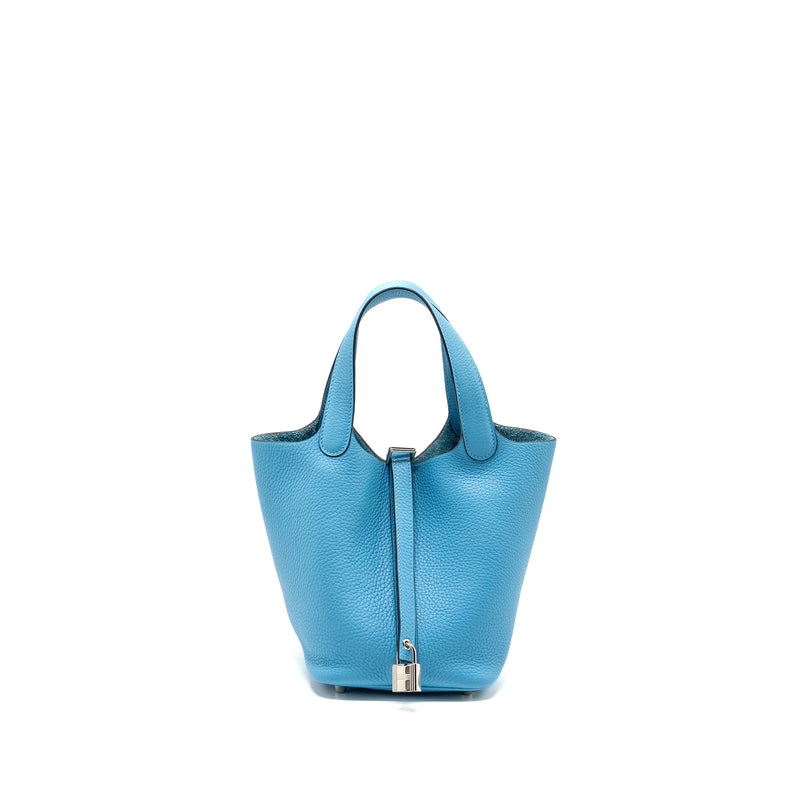 Hermes Picotin 18 Lock Bag Clemence Blue du Nord SHW Stamp Z