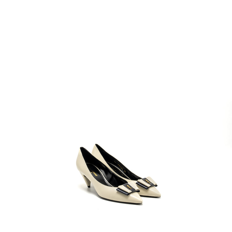 Saint Laurent Size 38 Anais 55 Bow YSL Pump white/multicolour