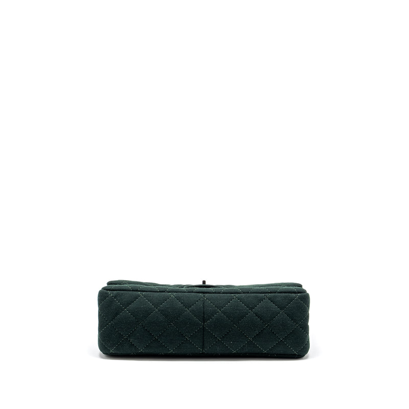 Chanel reissue 2.55 226 double flap bag fabric dark green ruthenium hardware