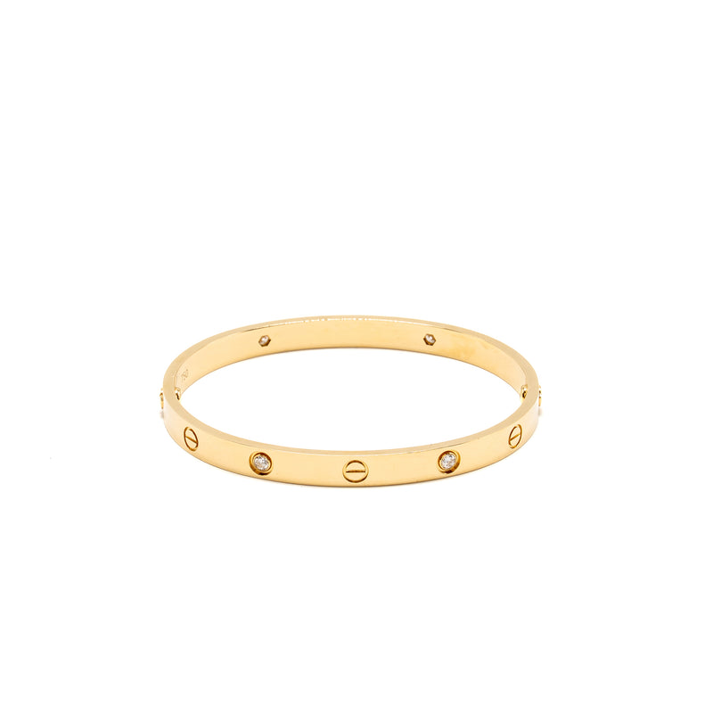 Cartier Size 19 Love Bracelet Classic Model Yellow Gold with 4 Diamonds