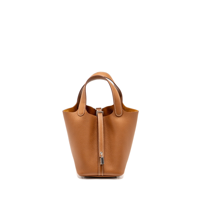Hermes picotin 18 lock Bag Clemence Gold SHW stamp B