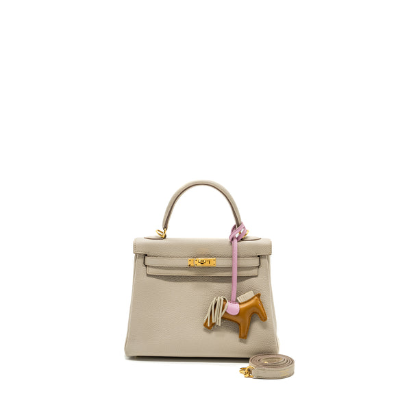 Hermes kelly 25 togo beton GHW stamp C with an extra hermes rodeo pm bag charm