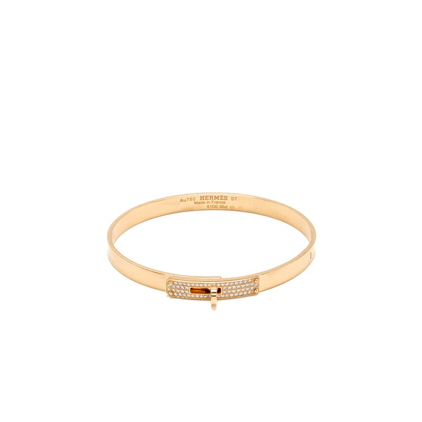 Hermes Size ST Kelly Bracelet Rose Gold, Diamonds