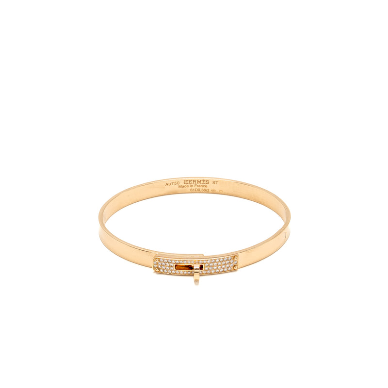 Hermes Size ST Kelly Bracelet Rose Gold, Diamonds
