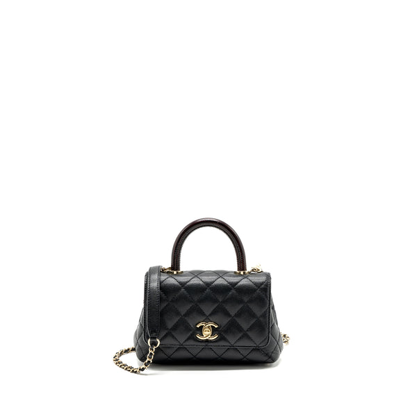 Chanel Coco Handle Extra Mini With Lizard Handle Caviar Black LGHW(microchip)