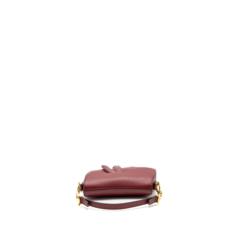 Dior Mini Saddle Bag Grained Calfskin Red GHW
