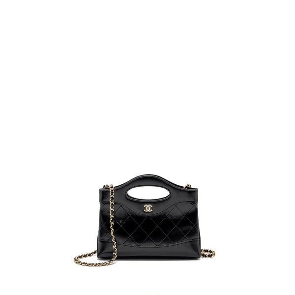 Chanel 24C mini 31 clutch with chain shiny calfskin black LGHW (microchip)