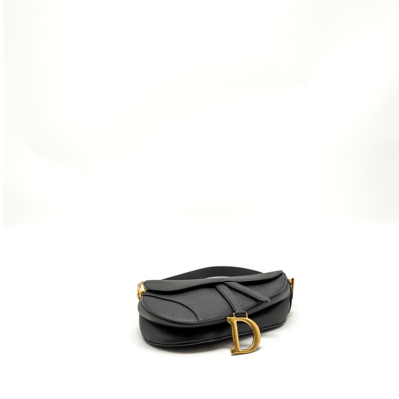 Dior Medium Saddle grained calfskin black GHW