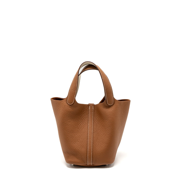 Hermes Picotin 18 Lock Bag Clemence Gold/Nata SHW Stamp Y