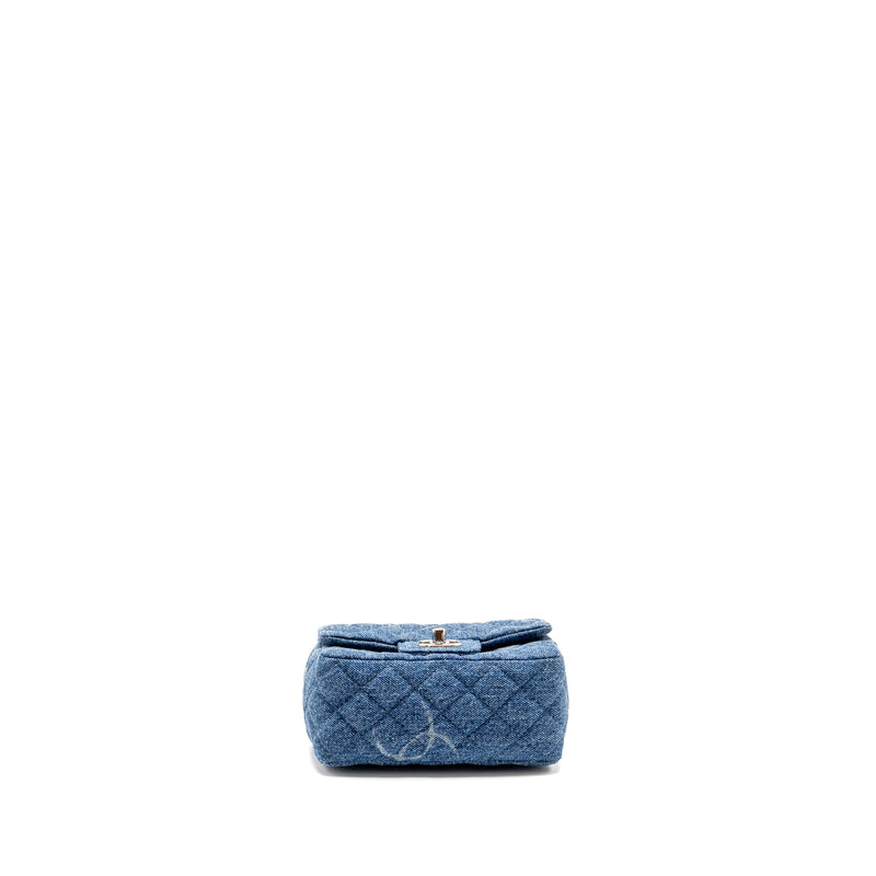 Chanel Mini Square flap bag denim blue SHW