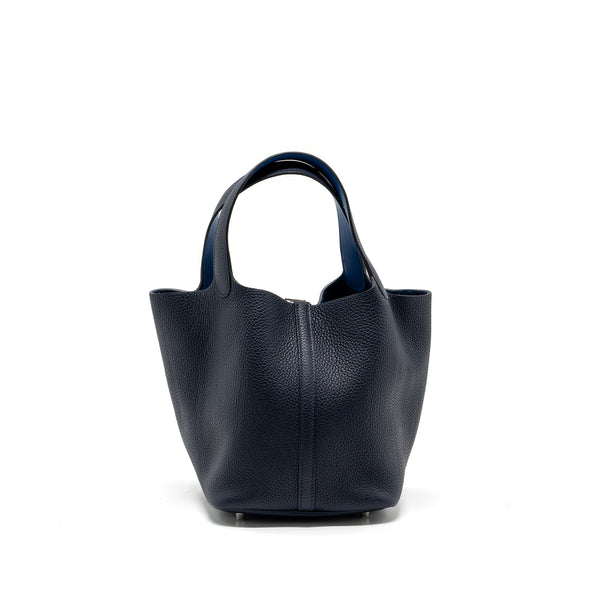 Hermes picotin 22 lock bag clemence/ swift blue nuit / blue France SHW stamp Z