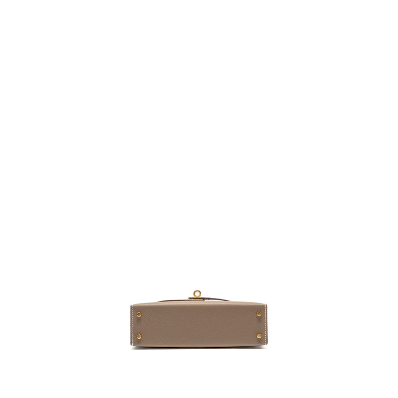 Hermes Mini Kelly II Epsom Etoupe GHW Stamp K