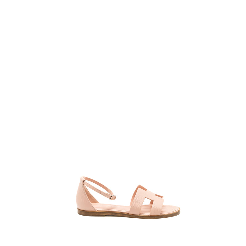 Hermes size 37 Santorini sandals epsom light pink SHW