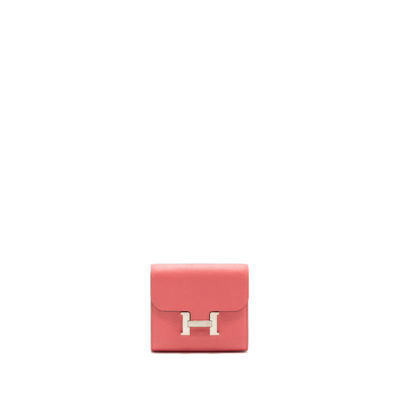 Hermes Constance Compact Wallet Evercolor Rose Azalee SHW Stamp C