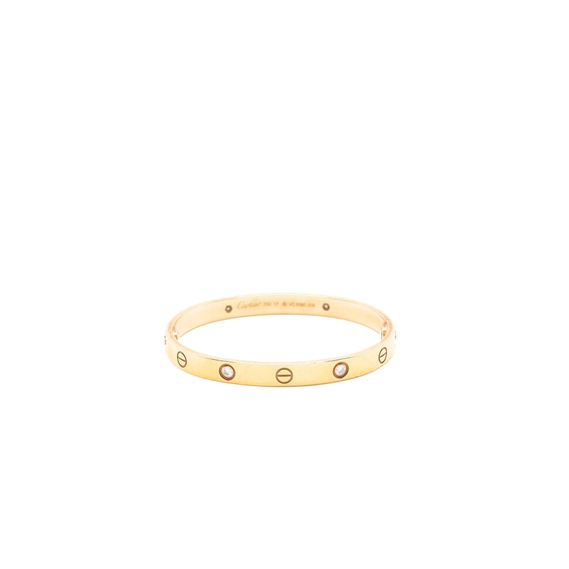 Cartier Size 17 Love Bracelet Four Diamonds