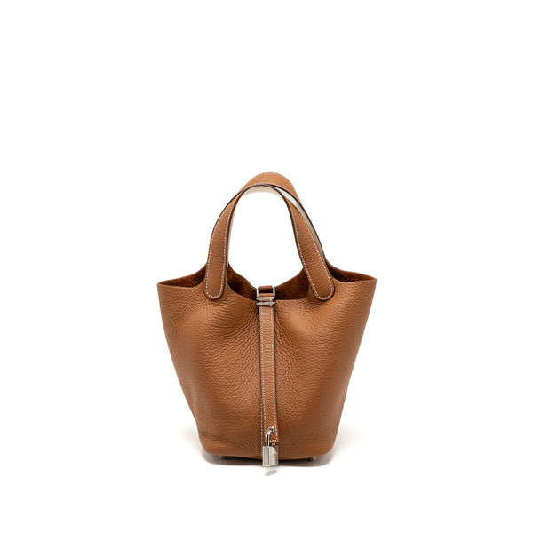 Hermes Picotin 18 Lock Bag Clemence Gold/Nata SHW Stamp Y