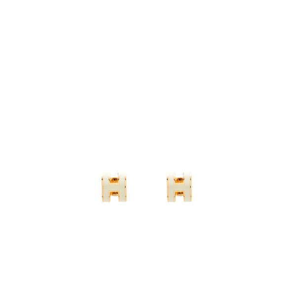 Hermes Mini Pop H Earrings White RGHW