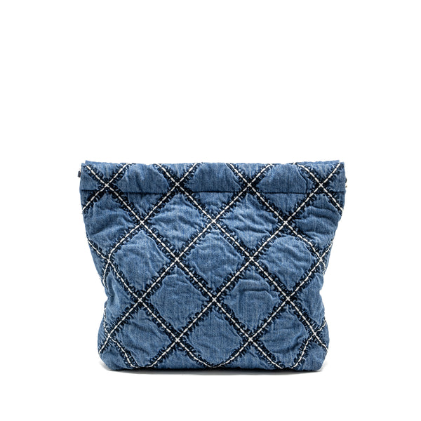 Chanel Small 22 Bag Denim Blue/White SHW (Microchip)