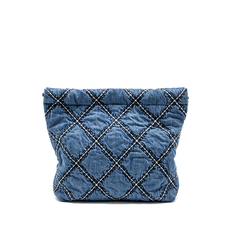 Chanel Small 22 Bag Denim Blue/White SHW (Microchip)