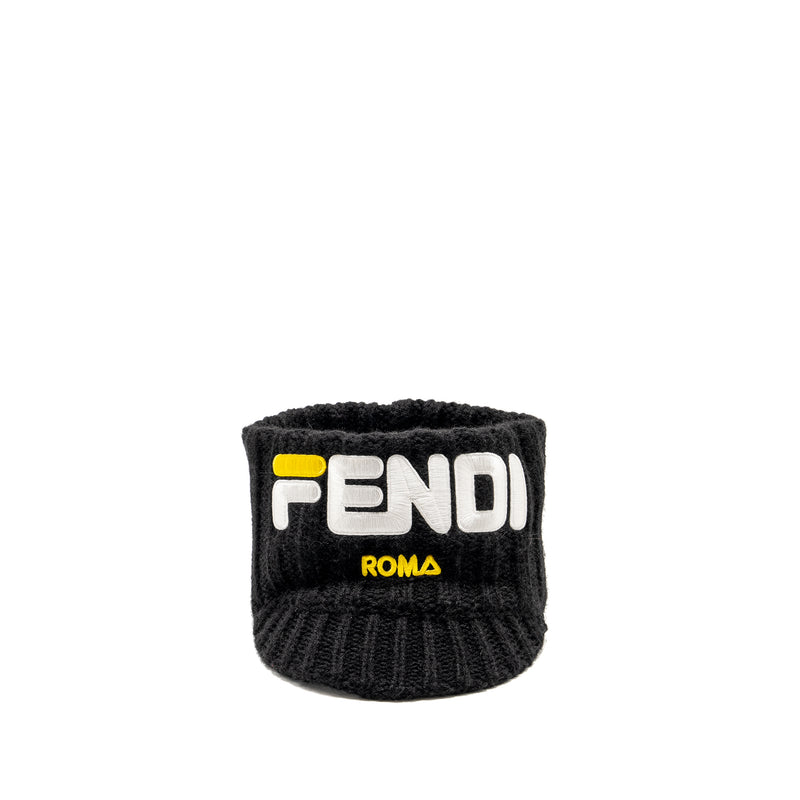 Fendi Mania Logo-Embroidered Knitted Headband Cap hat Alpaca/Wool Black/Multicolour