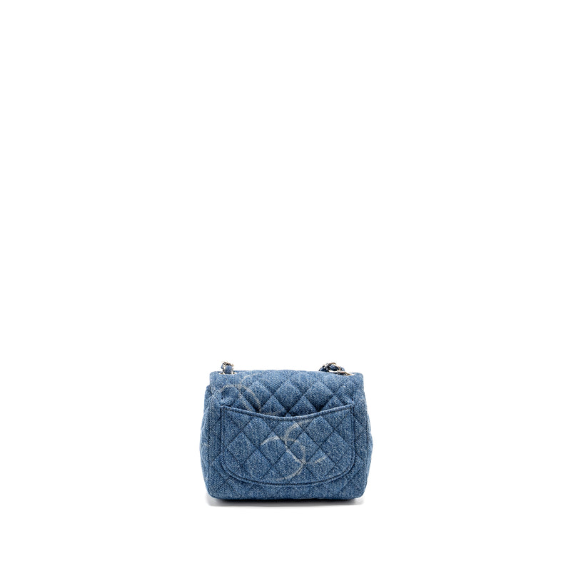 Chanel Mini Square flap bag denim blue SHW