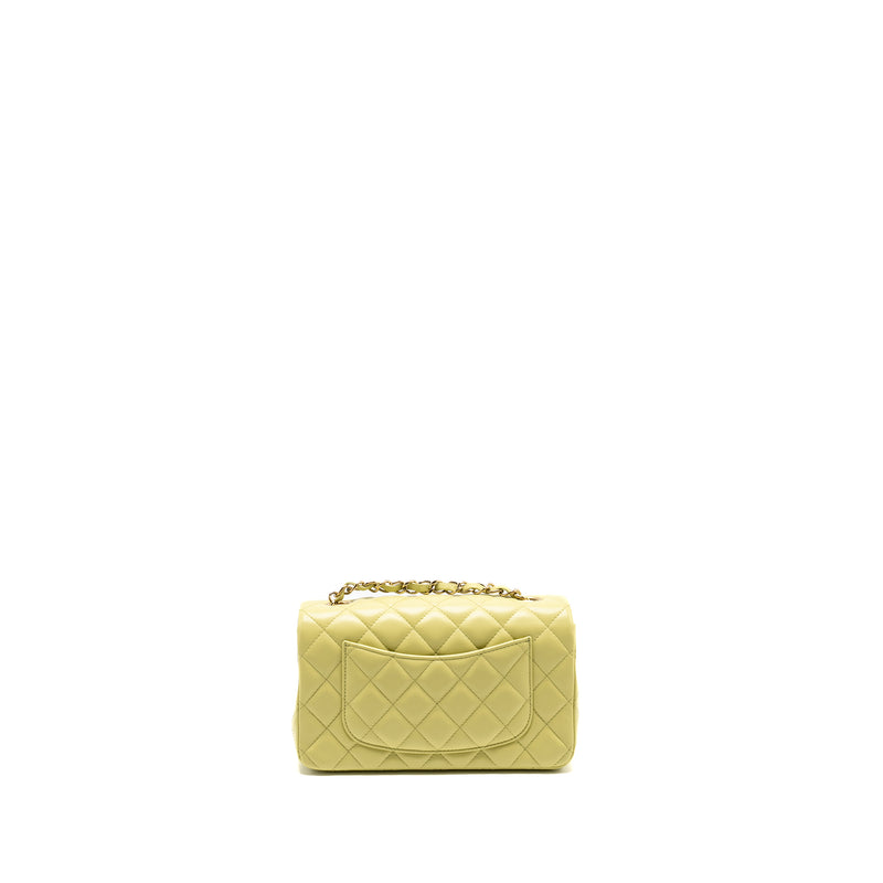 Chanel Mini Rectangular Flap Bag Lambskin Pistachio LGHW (Microchip)