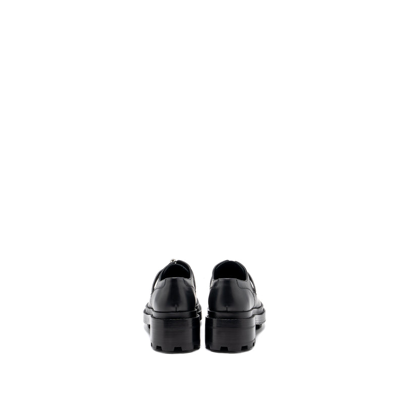 Hermes size 37.5 Derby Oxford loafer calfskin black SHW