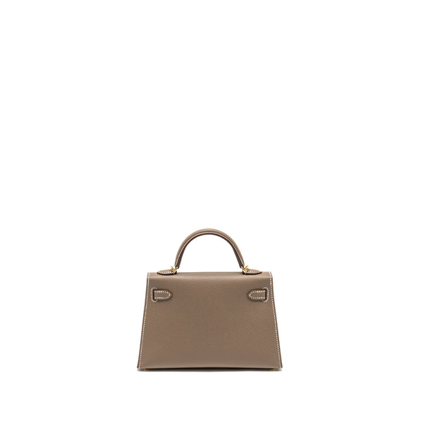 Hermes Mini Kelly II Epsom Etoupe GHW Stamp K