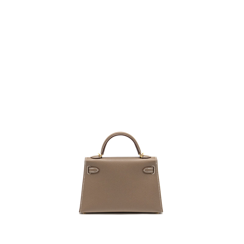 Hermes Mini Kelly II Epsom Etoupe GHW Stamp K