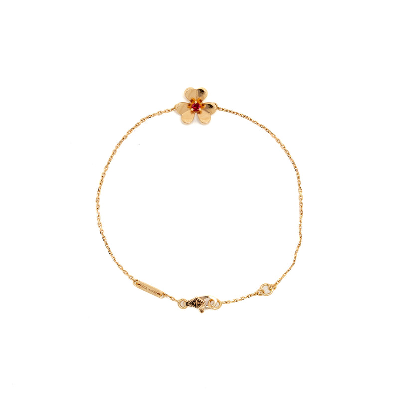 Van Cleef & Arpels Frivole Bracelet , Mini Model Rose Gold with Ruby Stone