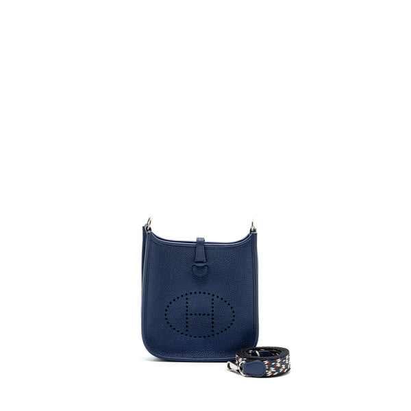 Hermes mini evelyne clemence blue saphir with multicolor strap SHW stamp Y