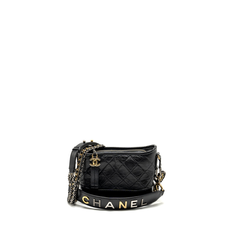 Chanel small handle gabrielle hobo bag calfskin black multicolour hard