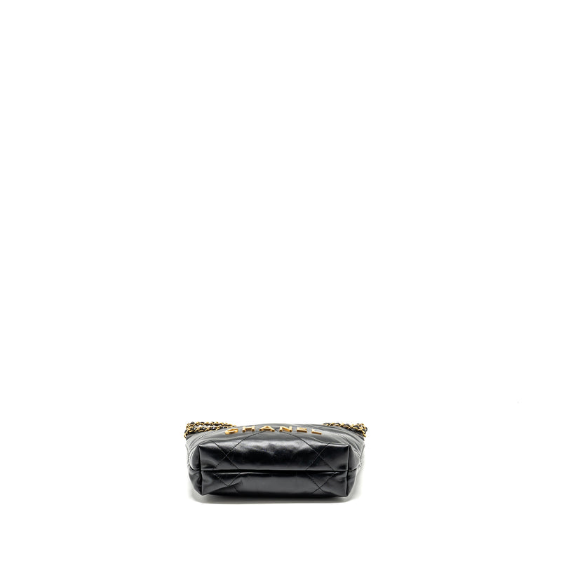 Chanel Mini 22 Bag Shiny Calfskin BLACK GHW (Microchip)