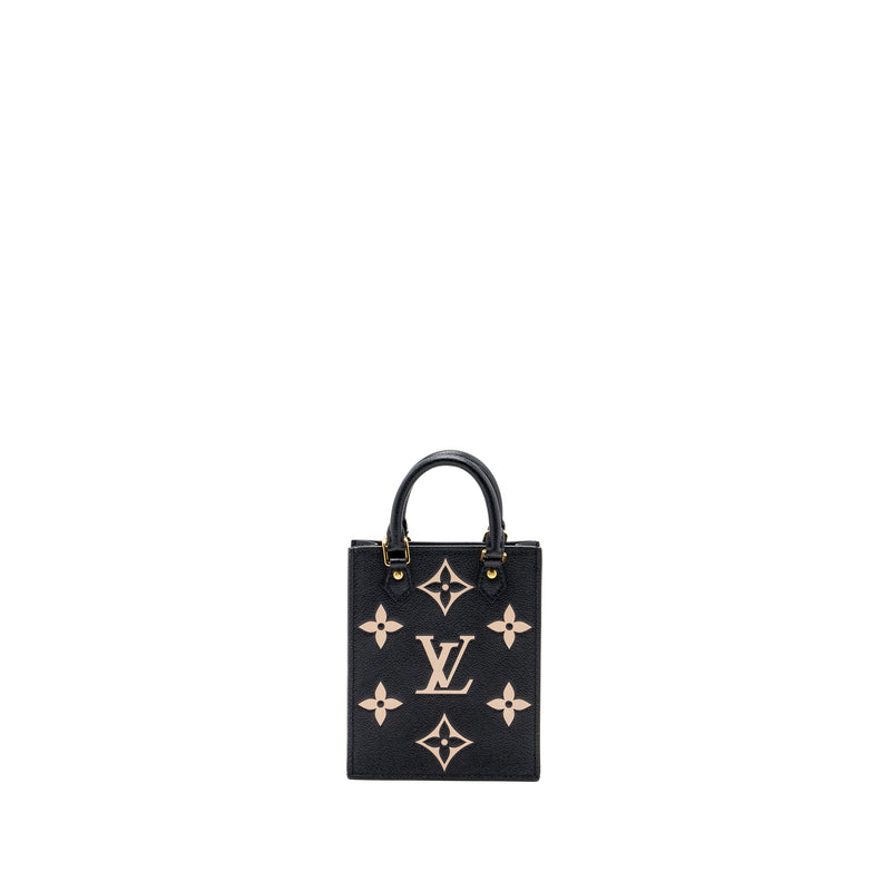 USED Louis Vuitton Black Monogram Empreinte Leather Petit Sac Plat