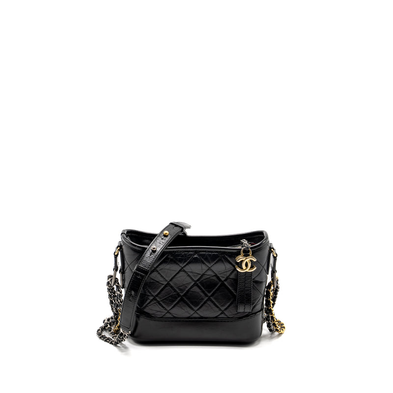 Chanel Small Gabrielle Hobo Bag Calfskin Black Multicolour Hardware