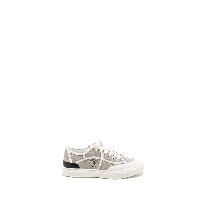 Hermes Size 37 Get Sneaker Cotton Prunoir / Blanc